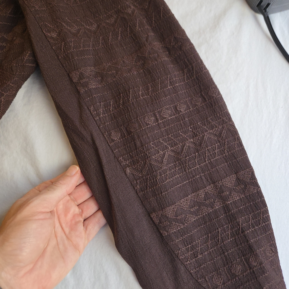 Coldwater Creek Walnut Brown Embroidered Peplum Button Up Blouse - Picture 10 of 13